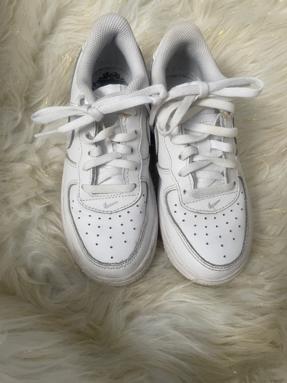 White Kids Low-Top Lace-Up Sneakers